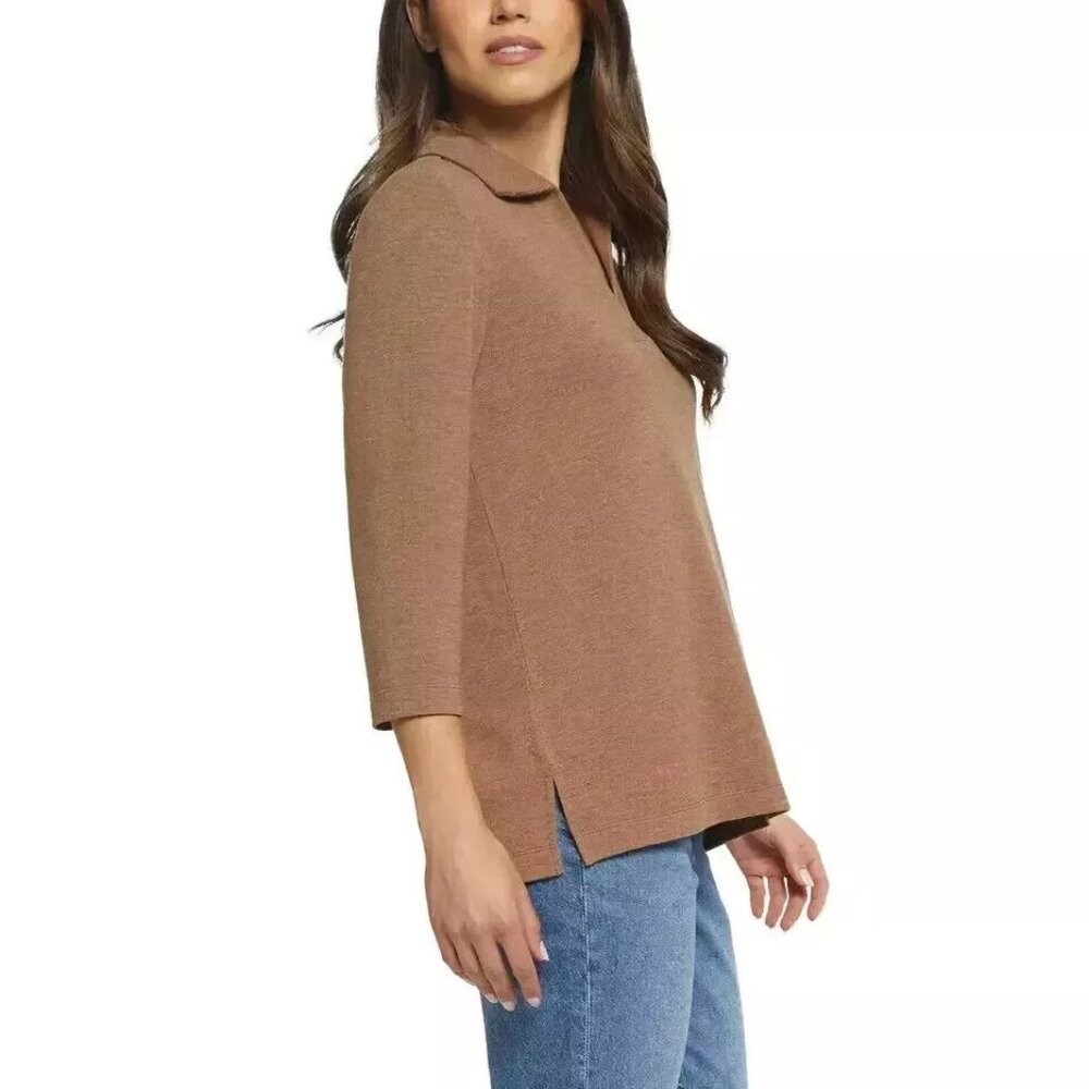 Matty M Small Johnny Collar Polo Top Soft Knit Sweater Stretch Shirt Pullover